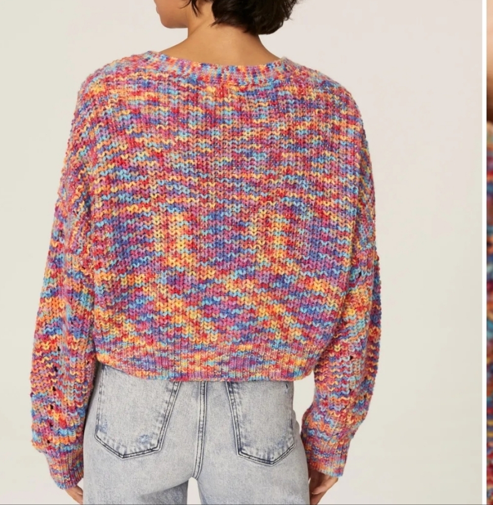Line And Dot Bonnie Multicolor Cardigan Sweater Medium - Picture 3 of 13